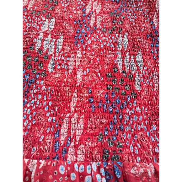 Loft Garden Smocked Bodice Tiered Maxi Dress Red Boho Fall Women's 12 Petite‎ - Picture 10 of 16
